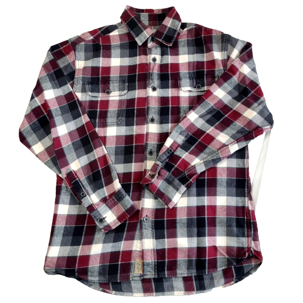 JACHS@ Flannel Shirt Shacket Mens  Plaid Button Up 100% Cotton Size M